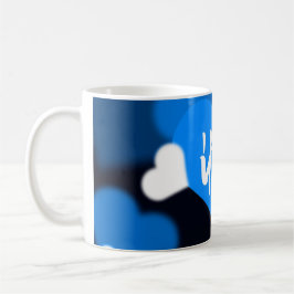 Taza De Café Custom Photo Coffee Mug with Blue Heart Design