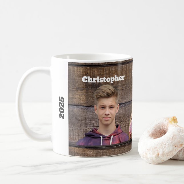 Taza De Café Custom Photo Mug 3 Photo Faces (Con donut)