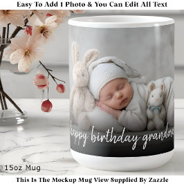 Taza De Café Custom Photo Mug Grandma, Modern One Photo Easy