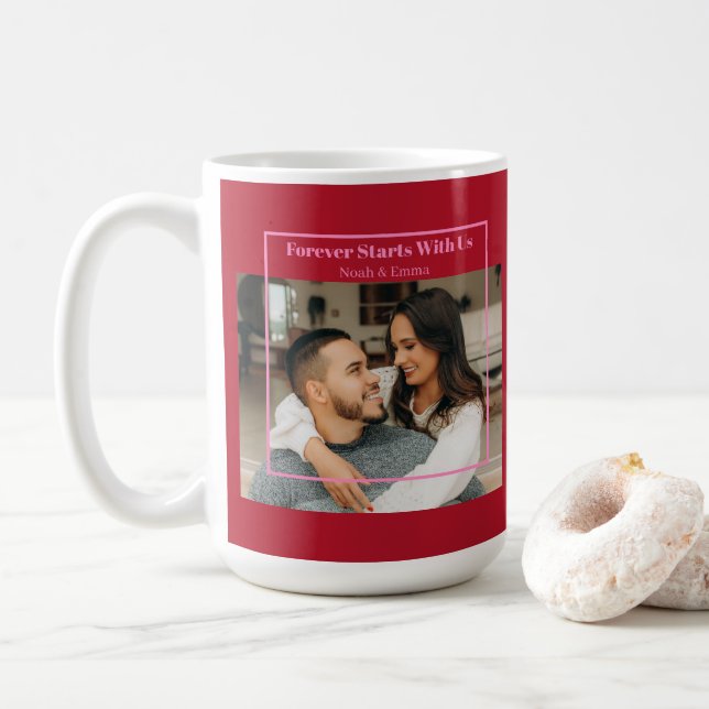 Taza De Café Custom Photo & Text Romantic Gift - Personalized  (Con donut)