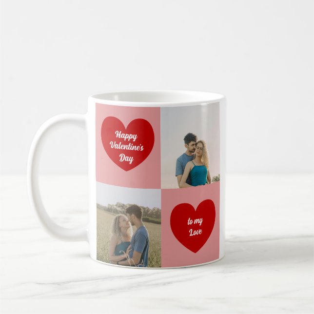 Taza De Café Custom Photos Hearts Graphic Valentine's Day (Izquierda)