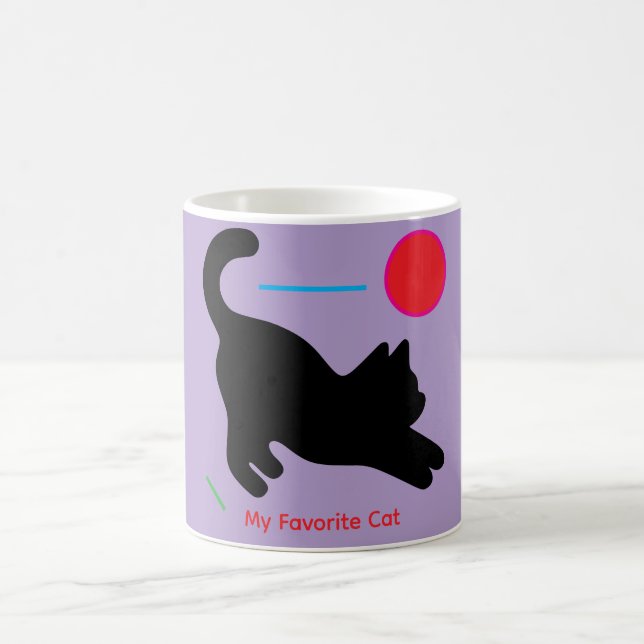 Taza De Café Custom Purple Coffee  Mug with Black Cat (Centro)