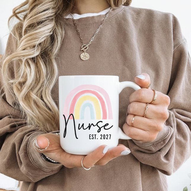Taza De Café Custom Rainbow Nurse Graduation Mug Gift for Her (Custom Rainbow Coffee Cup, Nurse Appreciation Gift, Graduation or Birthday Gift, Custom Nurse Mug,)