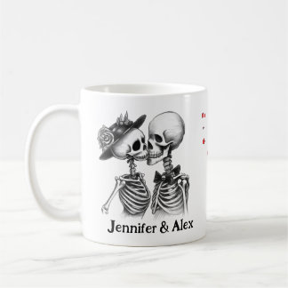 Taza De Café Custom Skeleton Couple Names Personalized