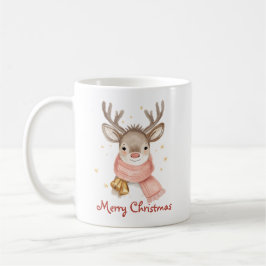 Taza De Café Custom Text Reindeer Wearing A Pink Scarf