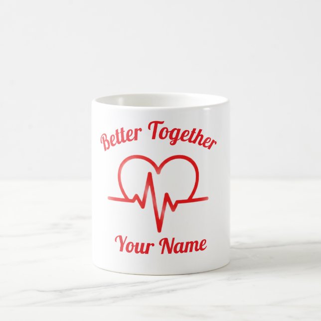 Taza De Café Custom Valentine’s day Heartbeat  Mug Personalized (Centro)