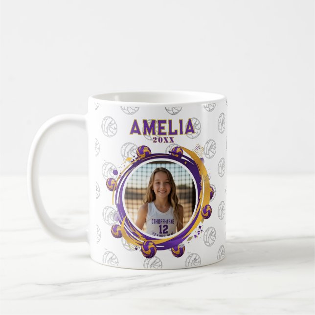Taza De Café Custom Volleyball Player Photo Sports (Izquierda)