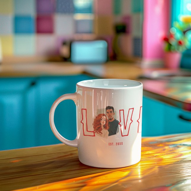 Taza De Café Custom Watercolor Couple Portrait Love (Subido por el creador)