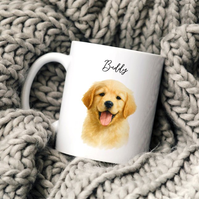 Taza De Café Custom Watercolor Pet Dog Portrait (Subido por el creador)
