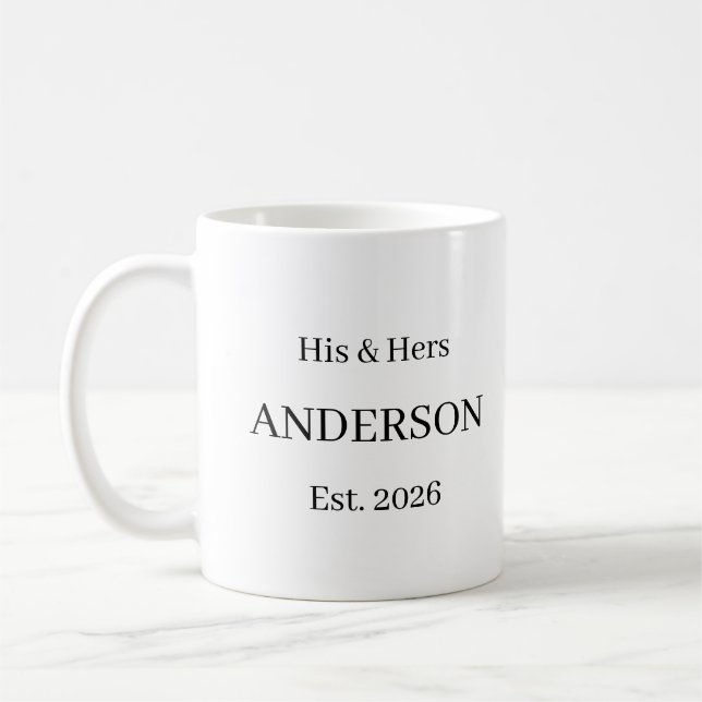 Taza De Café Custom Wedding Last Name Coffee Gift (Izquierda)