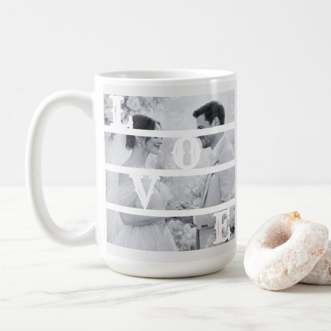 Taza De Café Custom Wedding Photo "LOVE" (Con donut)
