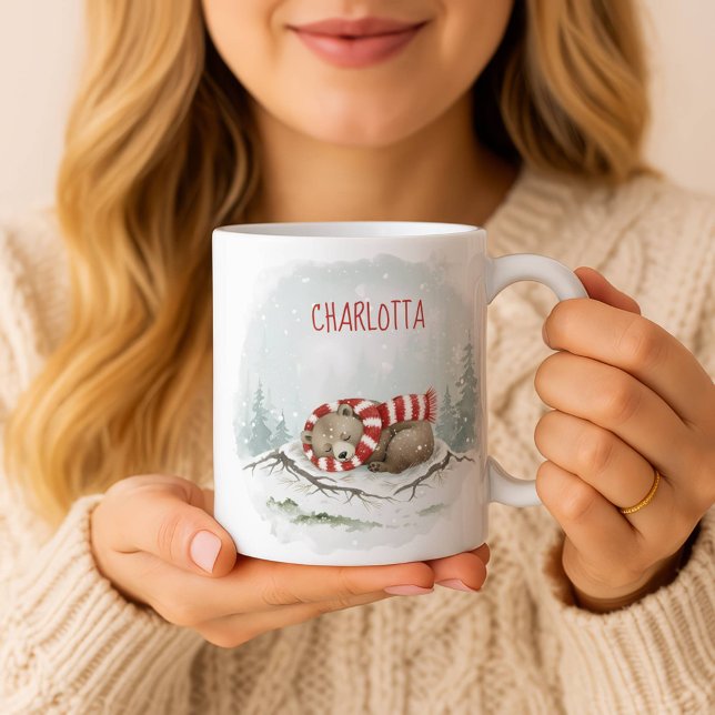 Taza De Café Custom Winter Bear Mug – Sleeping Animal Design (Subido por el creador)