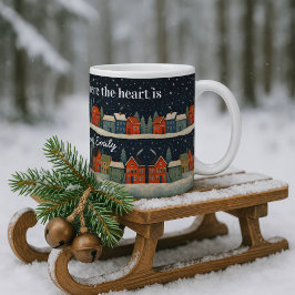 Taza De Café Custom Winter Village Mug with Quote and Name
