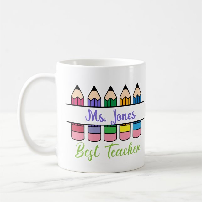 Taza De Café Customizable Best Teacher Appreciation (Izquierda)