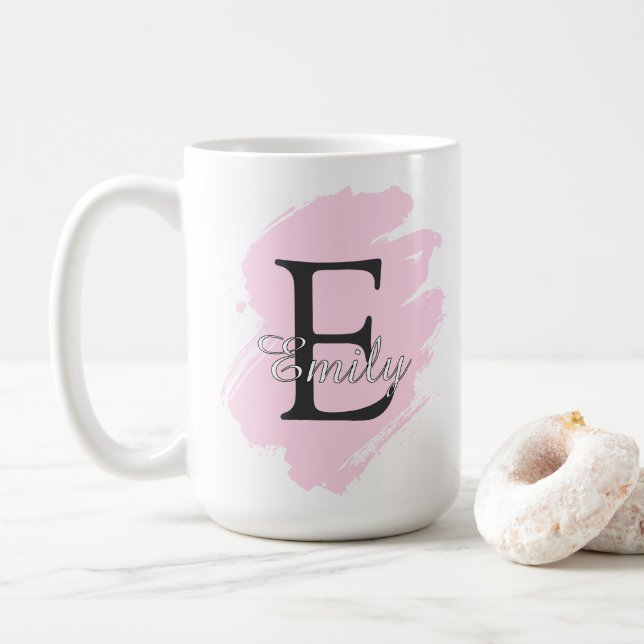 Taza De Café Customizable Coffee Mug with Monogram & Name (Con donut)