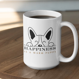 Taza De Café Customizable Happiness is warm puppy