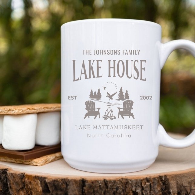 Taza De Café Customizable Lake House House Warming Gift 15oz (Customizable Lake House House Warming Gift 15oz Coffee Mug)