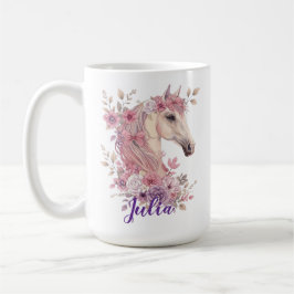 Taza De Café Customizable Pretty Ponies and Petals