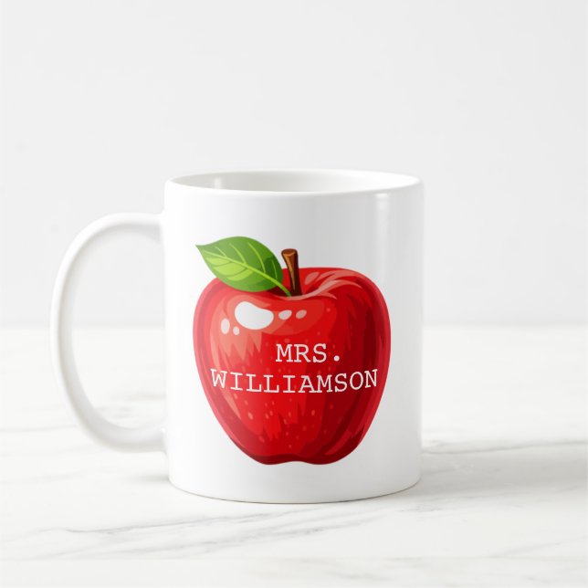 Taza De Café Customized Apple Teacher Gift (Izquierda)