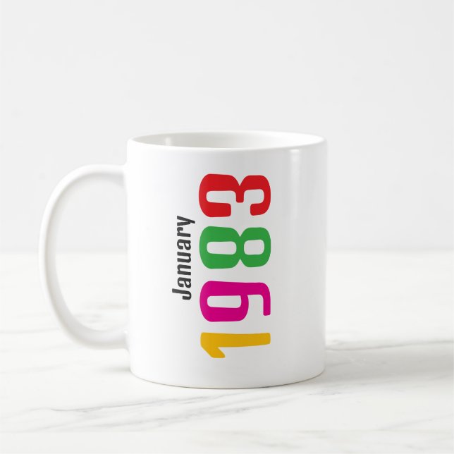 Taza De Café Customized Birthday Month and Year Gift (Izquierda)