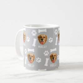 Taza De Café Customized Dog Pet Photo & Name Gray
