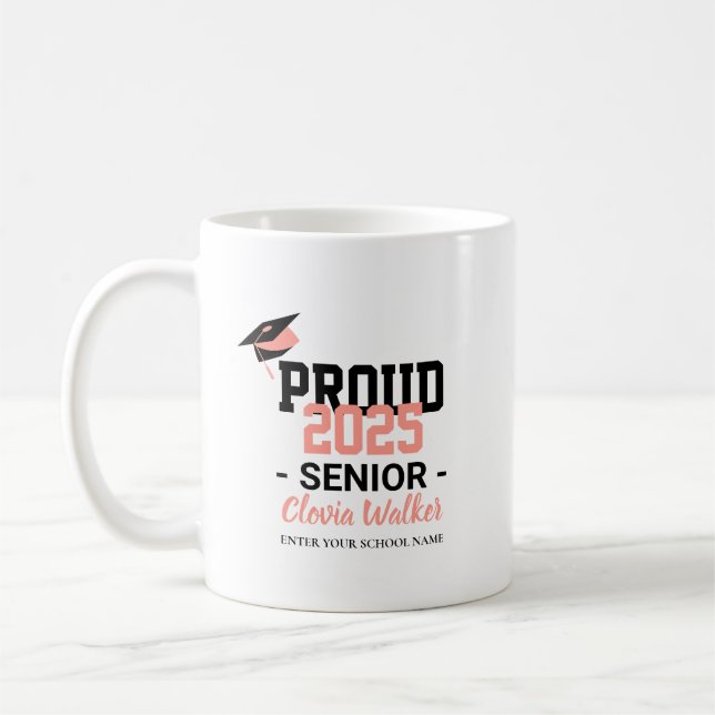 Taza De Café Customized proud school senior graduate (Izquierda)