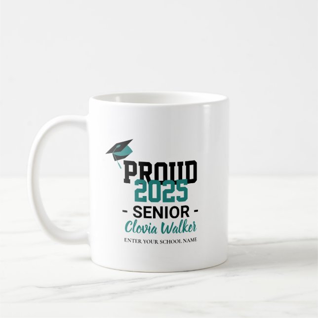 Taza De Café Customized proud school senior graduate (Izquierda)