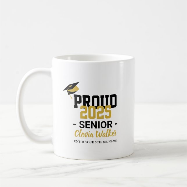 Taza De Café Customized proud school senior graduate (Izquierda)