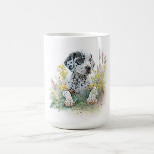 Taza De Café Cuta acuarela Floral Dalmatia Perro Cachorro