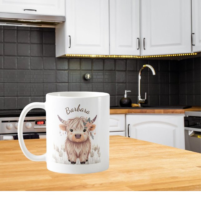 Taza De Café Cuta acuarela Highland Cow (Subido por el creador)