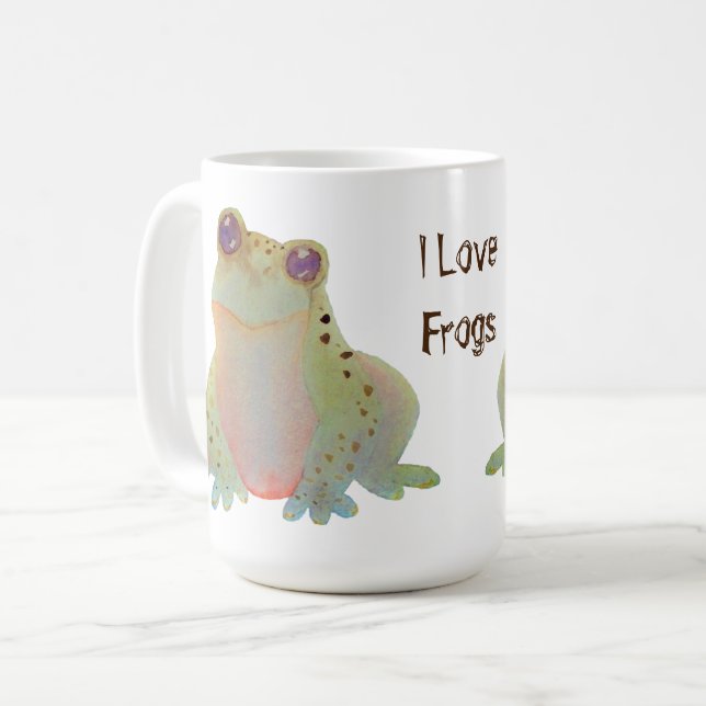 Taza De Café Cuta acuarela me encantan las ranas (Anverso izquierdo)
