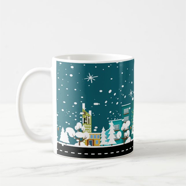 Taza De Café Cuta escena de invierno en el centro de la ciudad  (Izquierda)