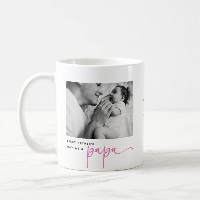 Taza De Café Cute 1st Father's Day, Papa Photo Collage (Izquierda)