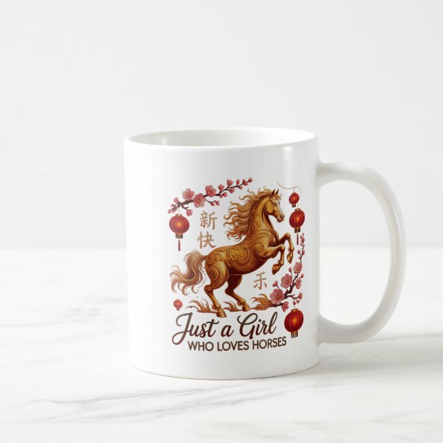 Taza De Café Cute 2026 Just Girl Who Loves Horses Zodiac Life F (Derecha)