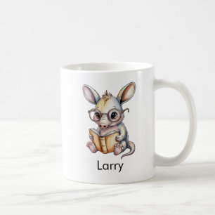 Taza De Café Cute Aardvark Leyendo un Libro Personalizado