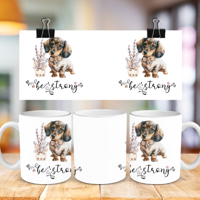 Taza De Café Cute acuarela dachshund debe ser fuerte caligrafía (Subido por el creador)