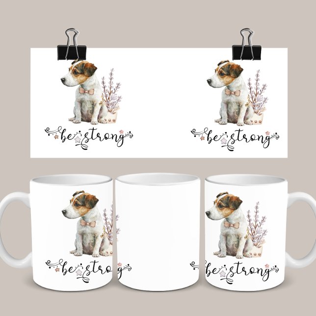 Taza De Café Cute acuarela Jack Russell Ser fuerte caligrafía (Subido por el creador)