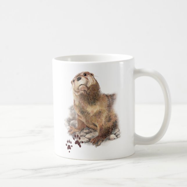 Taza De Café Cute acuarela Otter Wildlife Arte animal (Derecha)