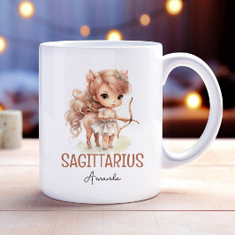 Taza De Café Cute acuarela Pintura Sagittarius Zodiac Nombre