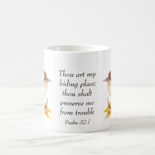 Taza De Café Cute acuarela Wren Bird Bible Scripture Ps 32:7