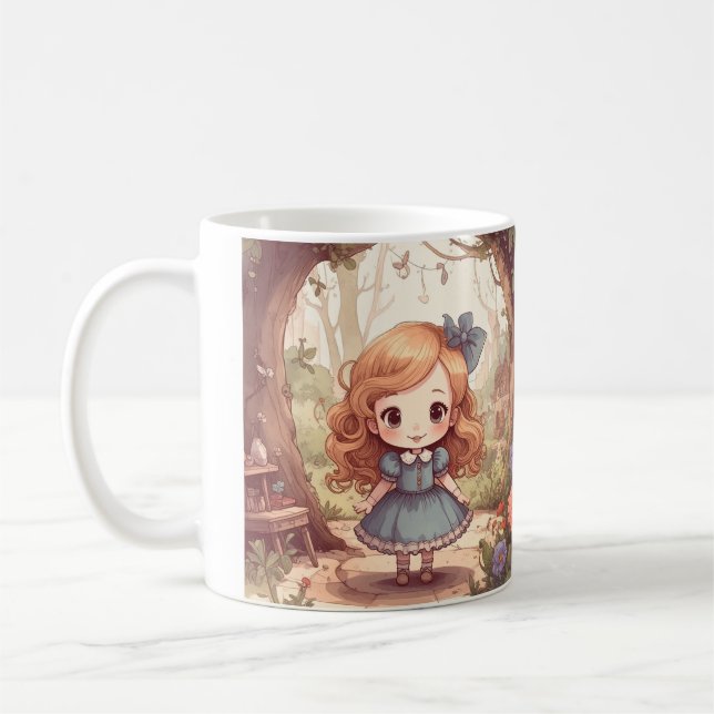 Taza De Café Cute Alice in Wonderland Whimsical Woodland Art (Izquierda)