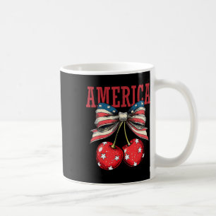 Taza De Café Cute America Cherries Coquette Bow Funny Cherry 4t