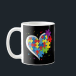 Taza De Café Cute amor Colorful Puzzle Piece Corazón Autismo Co<br><div class="desc">Cute amor Colorido Rompecabezas Pieza Corazón Autismo Día de Conciencia.</div>