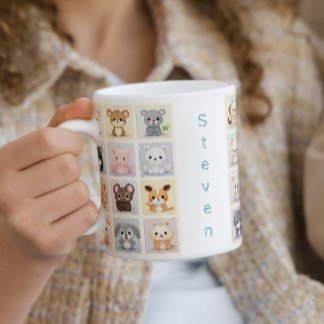 Taza De Café Cute Animales I Niños Nombre Personalizado Café Mu