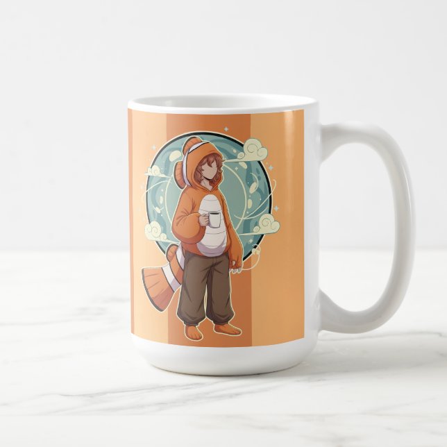 Taza De Café Cute Anime Boy in Clownfish Costume drinking Coffe (Derecha)