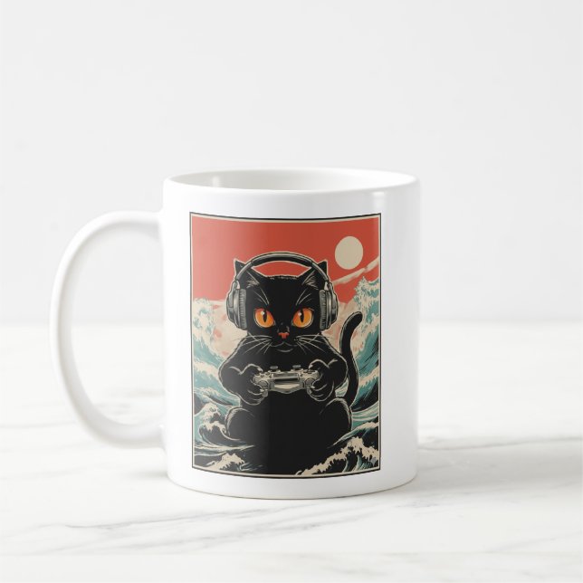 Taza De Café Cute Anime Gamer Kawaii Cat Japanese Gaming Gift B (Izquierda)