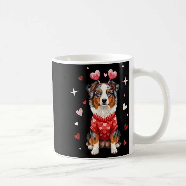 Taza De Café Cute Australian Shepherd Valentine Heart Valentine (Derecha)