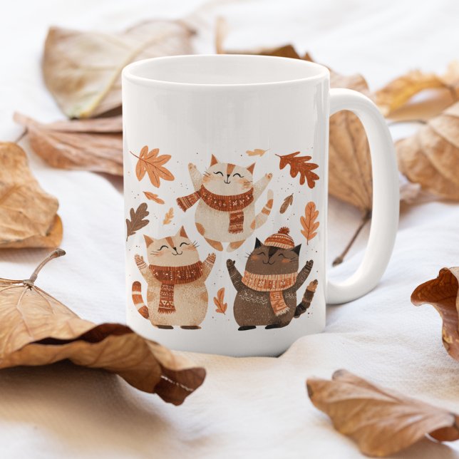 Taza De Café Cute Autumn Cats Mug Cozy Gift Idea ( Cozy cats + coffee = perfect fall morning ☕🍂)