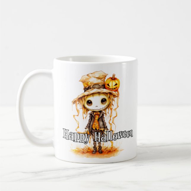 Taza De Café Cute Autumn Scarecrow | Feliz Halloween (Izquierda)