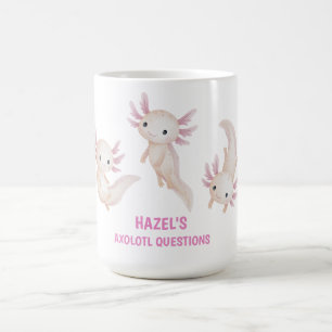 Taza De Café Cute Axolotl de Acuarela Preguntas Personalizado N